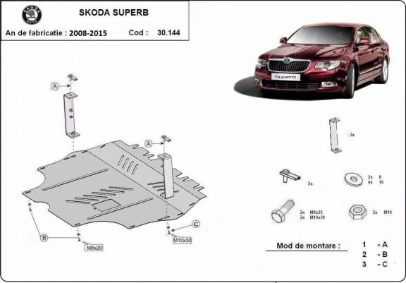Protection sous moteur et de la boîte de vitesse Skoda Superb