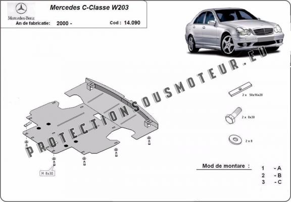 Protection sous moteur et de la radiateur Mercedes C-Classe