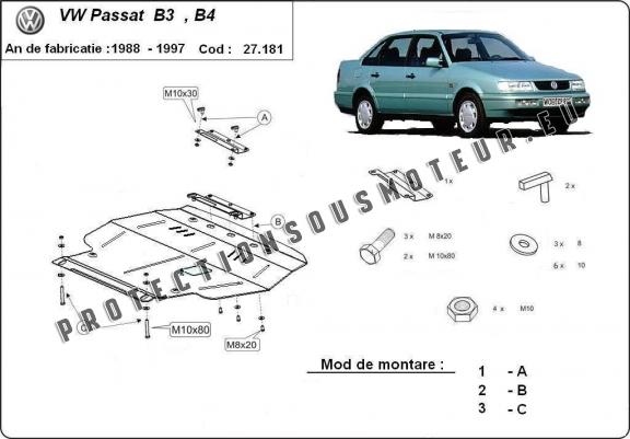 Protection sous moteur et de la boîte de vitesse Volkswagen Passat - B3, B4 