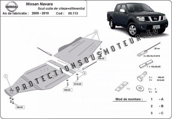 Protection de la boîte de vitesse  Nissan Navara D40