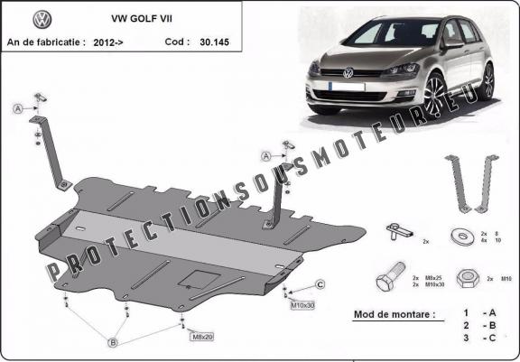 Protection sous moteur et de la boîte de vitesse VW Golf 7 - boîte de vitesses manuelle