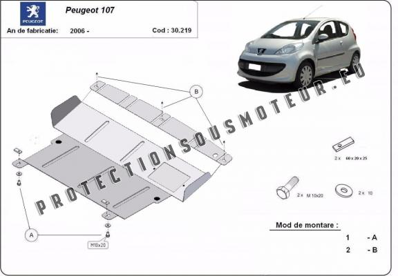 Protection sous moteur et de la boîte de vitesse Peugeot 107