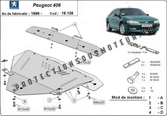 Protection sous moteur et de la boîte de vitesse Peugeot 406