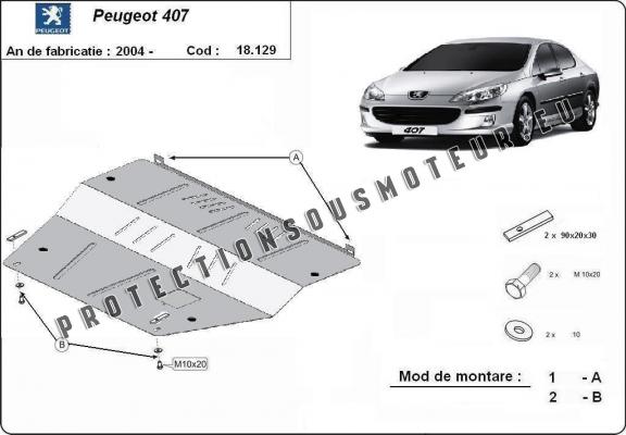 Protection sous moteur et de la boîte de vitesse Peugeot 407