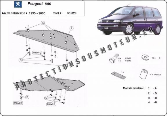 Protection sous moteur et de la boîte de vitesse Peugeot 806