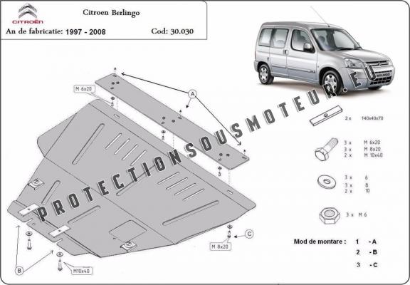 Protection sous moteur et de la boîte de vitesse Citroen Berlingo