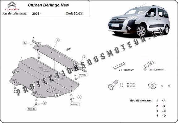 Protection sous moteur et de la boîte de vitesse Citroen Berlingo