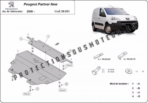 Protection sous moteur et de la boîte de vitesse Peugeot Partner