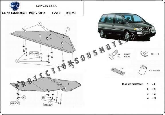 Protection sous moteur et de la boîte de vitesse Lancia Zeta