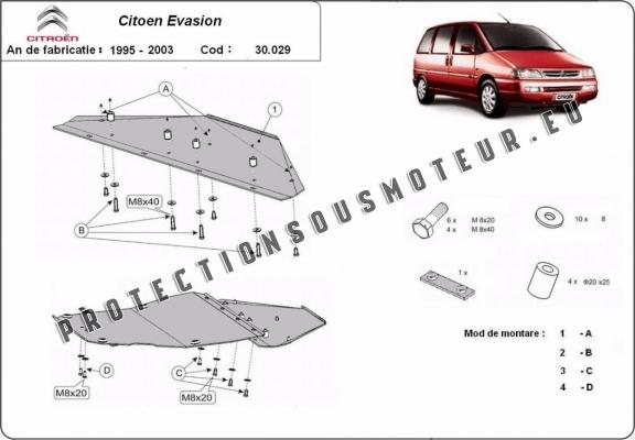 Protection sous moteur et de la boîte de vitesse Citroen Evasion