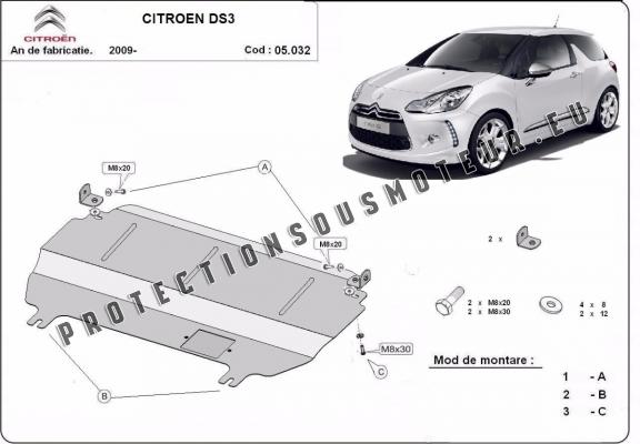 Protection sous moteur et de la boîte de vitesse Citroen DS3
