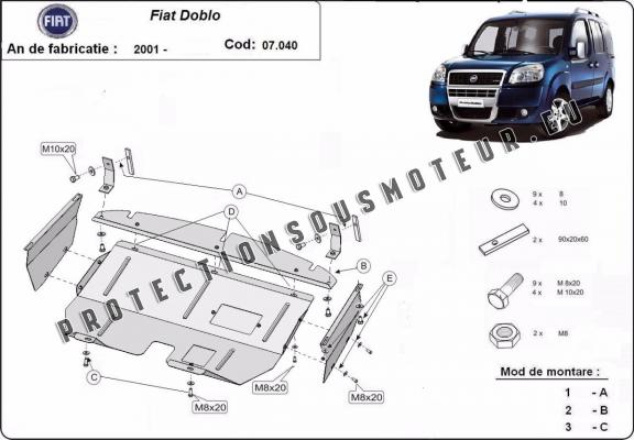 Protection sous moteur et de la boîte de vitesse Fiat Doblo