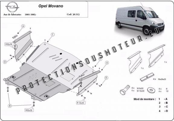 Protection sous moteur et de la boîte de vitesse Opel Movano A 