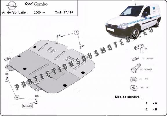 Protection sous moteur et de la boîte de vitesse Opel Combo
