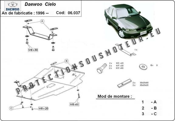 Protection sous moteur et de la boîte de vitesse Daewoo Cielo