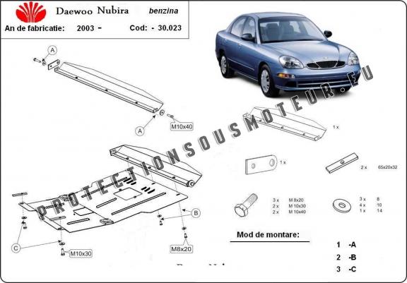 Protection sous moteur et de la boîte de vitesse Daewoo Nubira