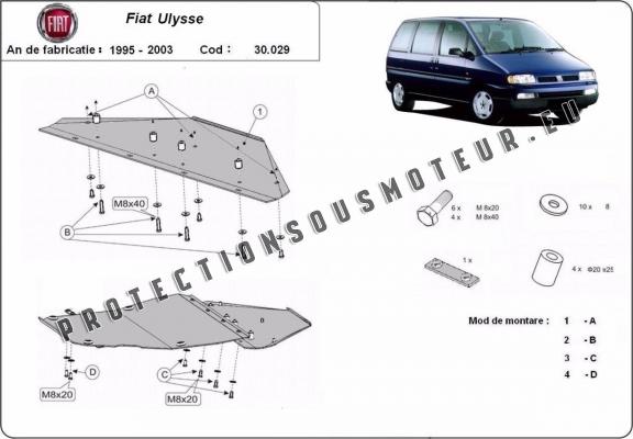 Protection sous moteur et de la boîte de vitesse Fiat Ulysse