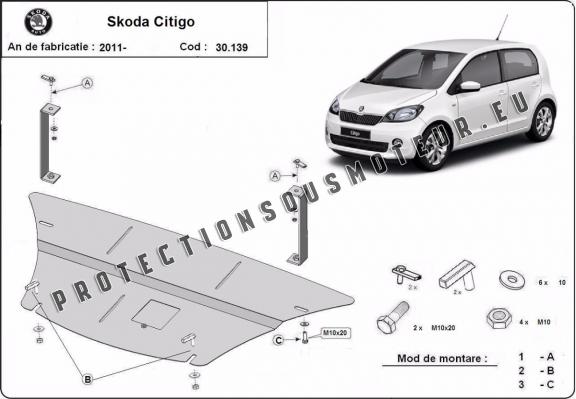 Protection sous moteur et de la boîte de vitesse Skoda Citigo
