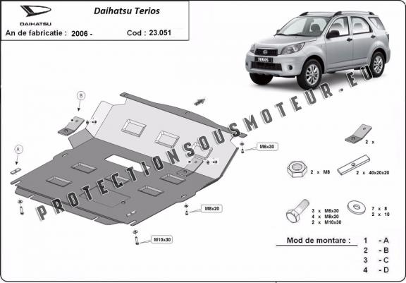 Protection sous moteur et de la radiateur Daihatsu Terios