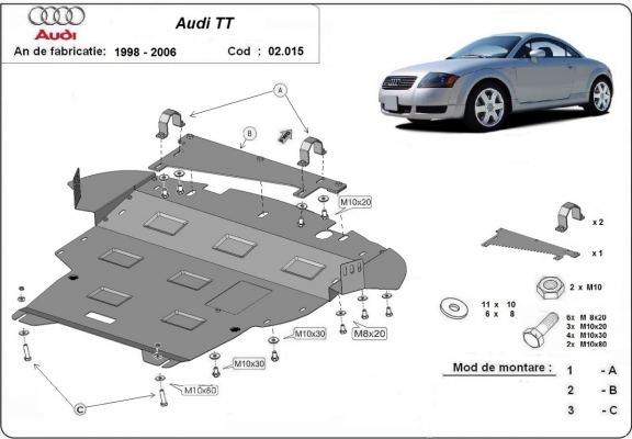 Protection sous moteur et de la boîte de vitesse Audi TT
