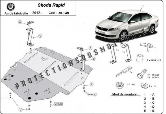 Protection sous moteur et de la boîte de vitesse Skoda Rapid