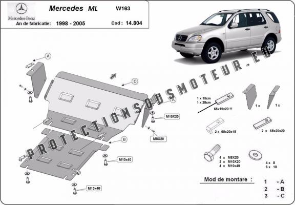 Protection sous moteur et de la radiateur Mercedes ML W163