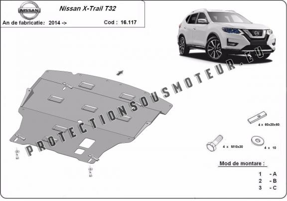 Protection sous moteur et de la boîte de vitesse Nissan X-Trail T32