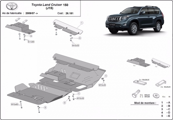 Protection sous moteur et de la radiateur Toyota Land Cruiser 150