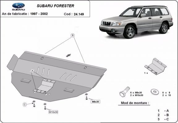 Protection sous moteur et de la boîte de vitesse Subaru Forester 1