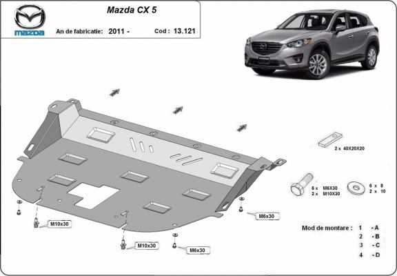 Protection sous moteur et de la boîte de vitesse Mazda CX5