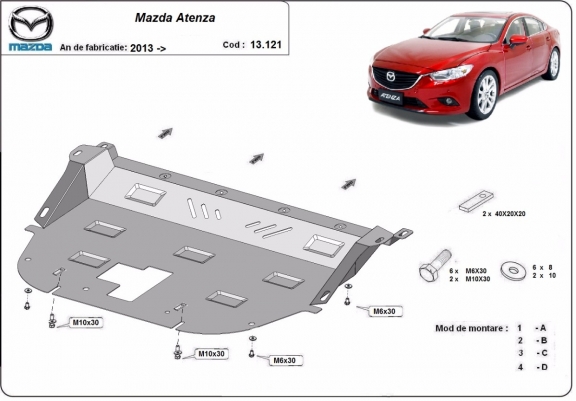 Protection sous moteur et de la boîte de vitesse Mazda Atenza