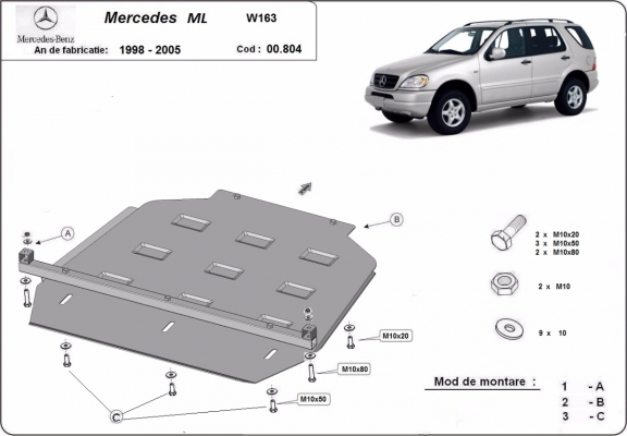 Protection de la boîte de vitesse Mercedes ML W163