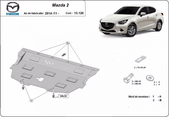 Protection sous moteur et de la boîte de vitesse Mazda 2