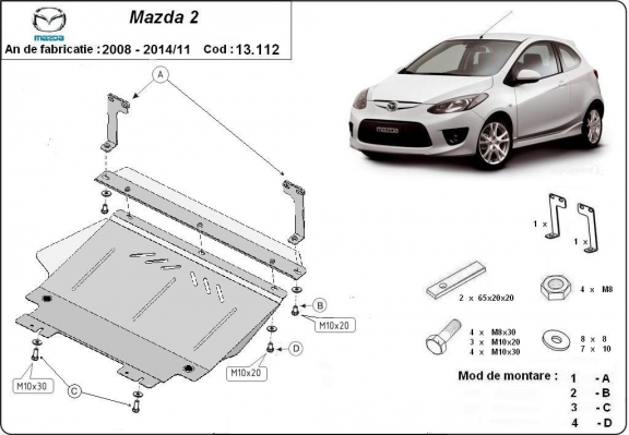 Protection sous moteur et de la boîte de vitesse Mazda 2