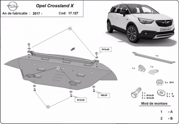 Protection sous moteur et de la boîte de vitesse Opel Crossland X