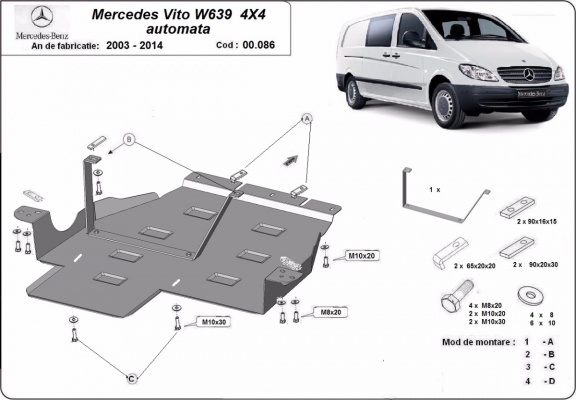 Protection de la boîte de vitesse Mercedes Vito W639 - 4x4 - Boîte de vitesse automatique
