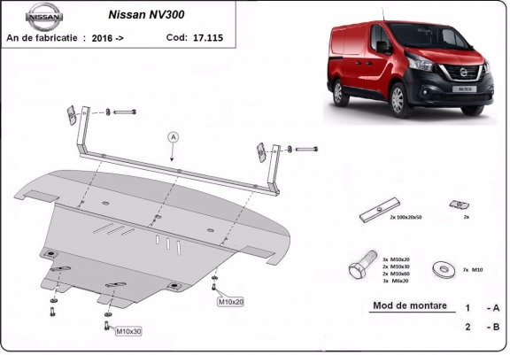 Protection sous moteur et de la boîte de vitesse Nissan NV300