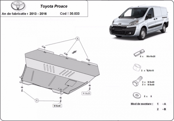 Protection sous moteur et de la boîte de vitesse Toyota Proace