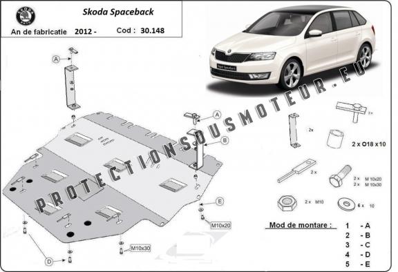 Protection sous moteur et de la boîte de vitesse Skoda Spaceback