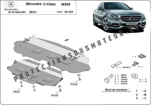 Protection sous moteur et de la radiateur Mercedes C-Class W205