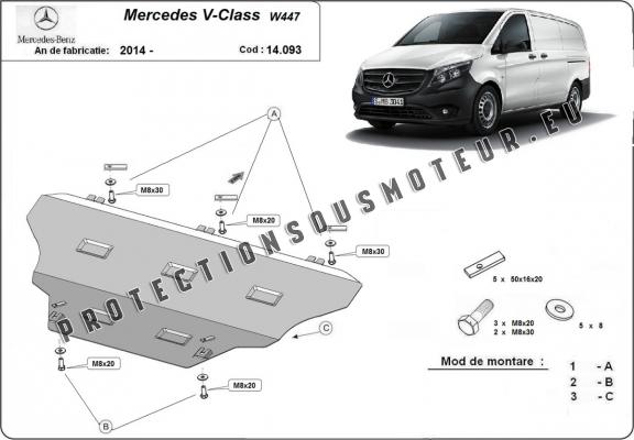 Protection sous moteur et de la boîte de vitesse Mercedes V-Classe W447 4x2, 1.6 D