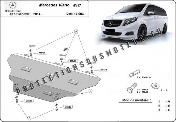 Protection sous moteur et de la boîte de vitesse Mercedes Viano W447 4x2, 1.6 D