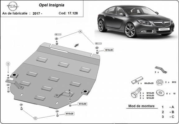 Protection sous moteur et de la boîte de vitesse Opel Insignia
