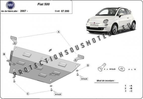 Protection sous moteur et de la boîte de vitesse Fiat 500