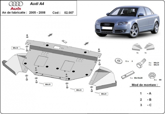 Protection sous moteur et de la radiateur Audi A4 B7
