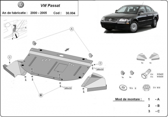 Protection sous moteur et de la radiateur VW Passat B5.5