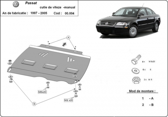 Protection de la boîte de vitesse VW Passat B5, B5.5 - manuelle