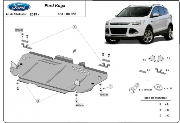 Protection sous moteur et de la boîte de vitesse Ford Kuga