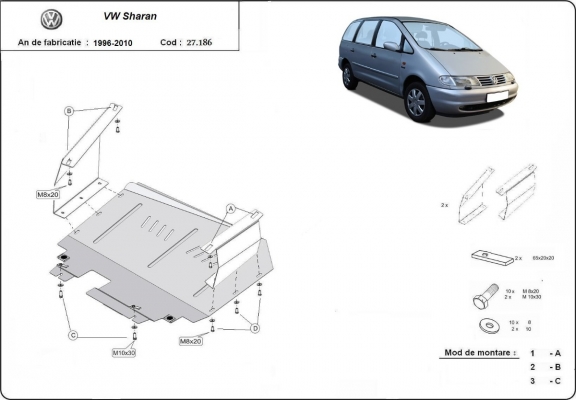 Protection sous moteur et de la boîte de vitesse Volkswagen Sharan