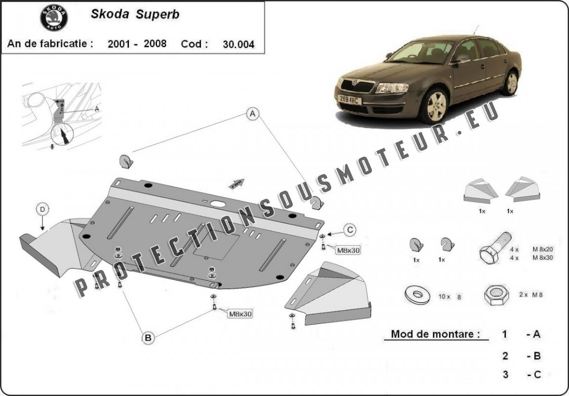 Cache de protection sous moteur Audi A3 Seat Altea Toledo Leon Octavia Superb